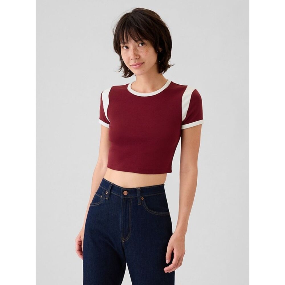 Gap Modern Rib Cropped T-Shirt, size L tall